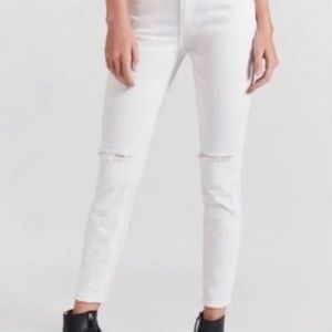 Current Elliot Women’s 29 The Stiletto White Distressed Cropped Skinny jeans